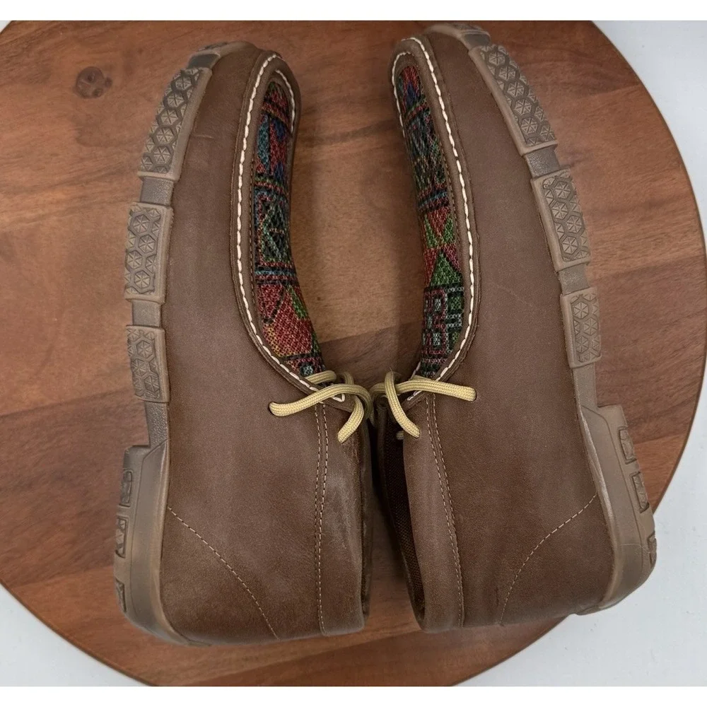 REYWELT Boots Brown Leather Woven Inlay Lace Up Chukka Moc Men's US 9.5/Mex 28.5